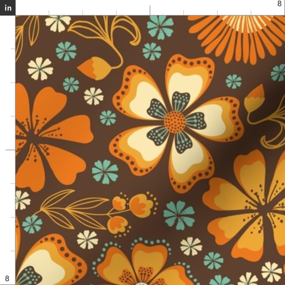 Amazon.com: Spoonflower Fabric Vintage Floral Teal Brown on Petal