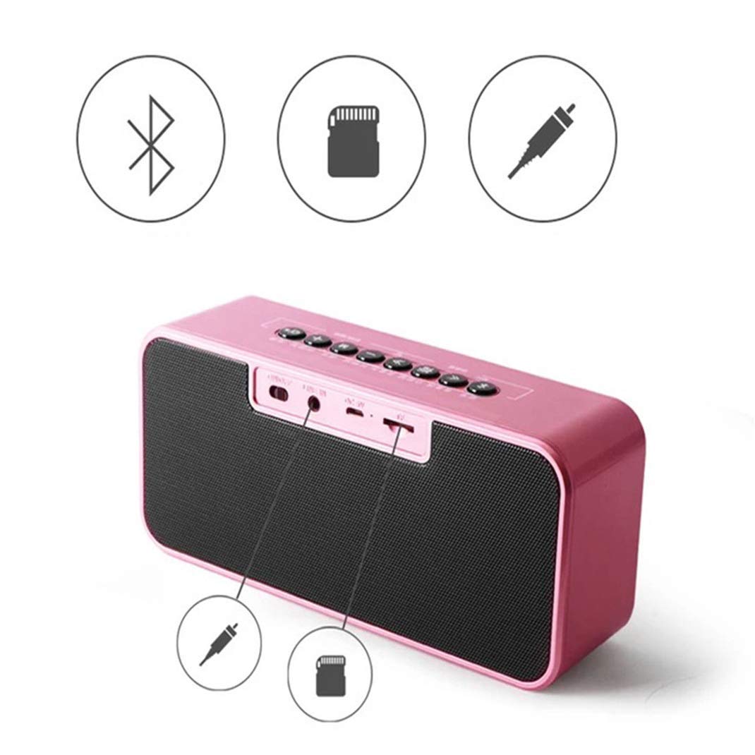 Mini Altavoz inalámbrico Bluetooth Reloj Despertador con Espejo Inteligente, Radio FM, Ajuste de Brillo, Reloj Despertador de Escritorio, repetición, Ajuste de Brillo, Rosa (Negro) (Negro)