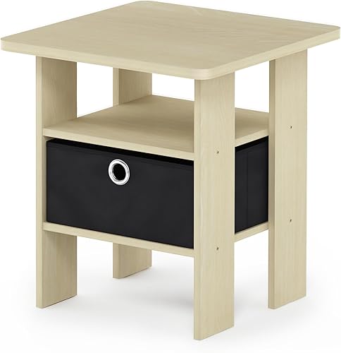 Miniatura 218 de Furinno - Colección Dario - Mesa auxiliar / mesita de arrime / mesita de noche / mesita de luz con cajón, paquete de 1, color expreso/marrón