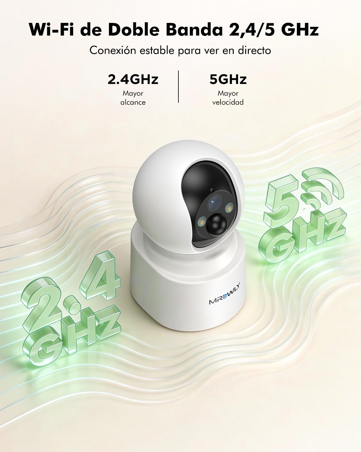 2.5K 4MP Camara Vigilancia WiFi Interior Sin Cable con Batería 6000mAh, 2.4/5GHz WiFi, 360° PTZ, Bebé/Animal/Seguridad para El Hogar, Detección PIR, Visión Nocturna Color, Conexión Bluetooth