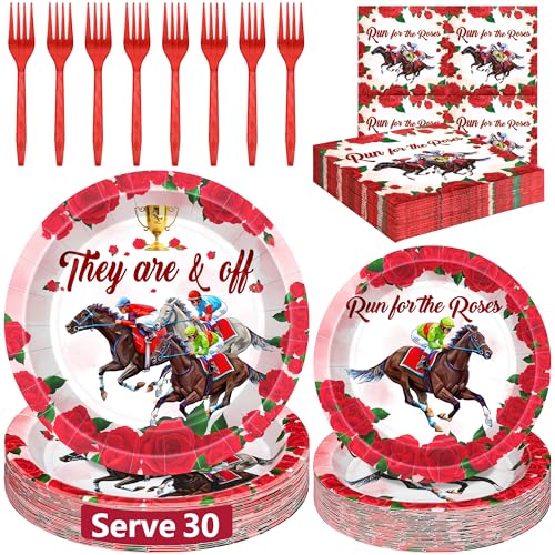120PCS Derby Plates and Napkins Paper Kentucky Party Supplies Decorations