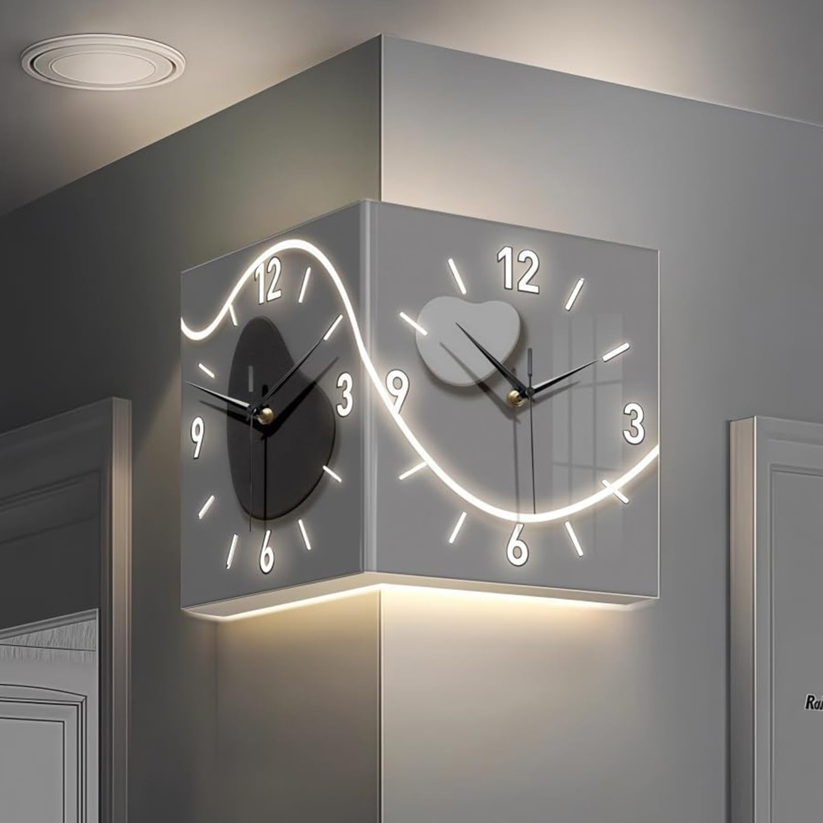Horloge murale lumineuse au design élégant et finitions haut de gamme