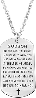 Godson Pendant Necklace Godson Baptism Gifts First Communion Jewelry Godson Godchild Gifts from Godparents Dog Tag Necklace Confirmation Necklace for Godson Birthday Jewelry from Godfather Godmother