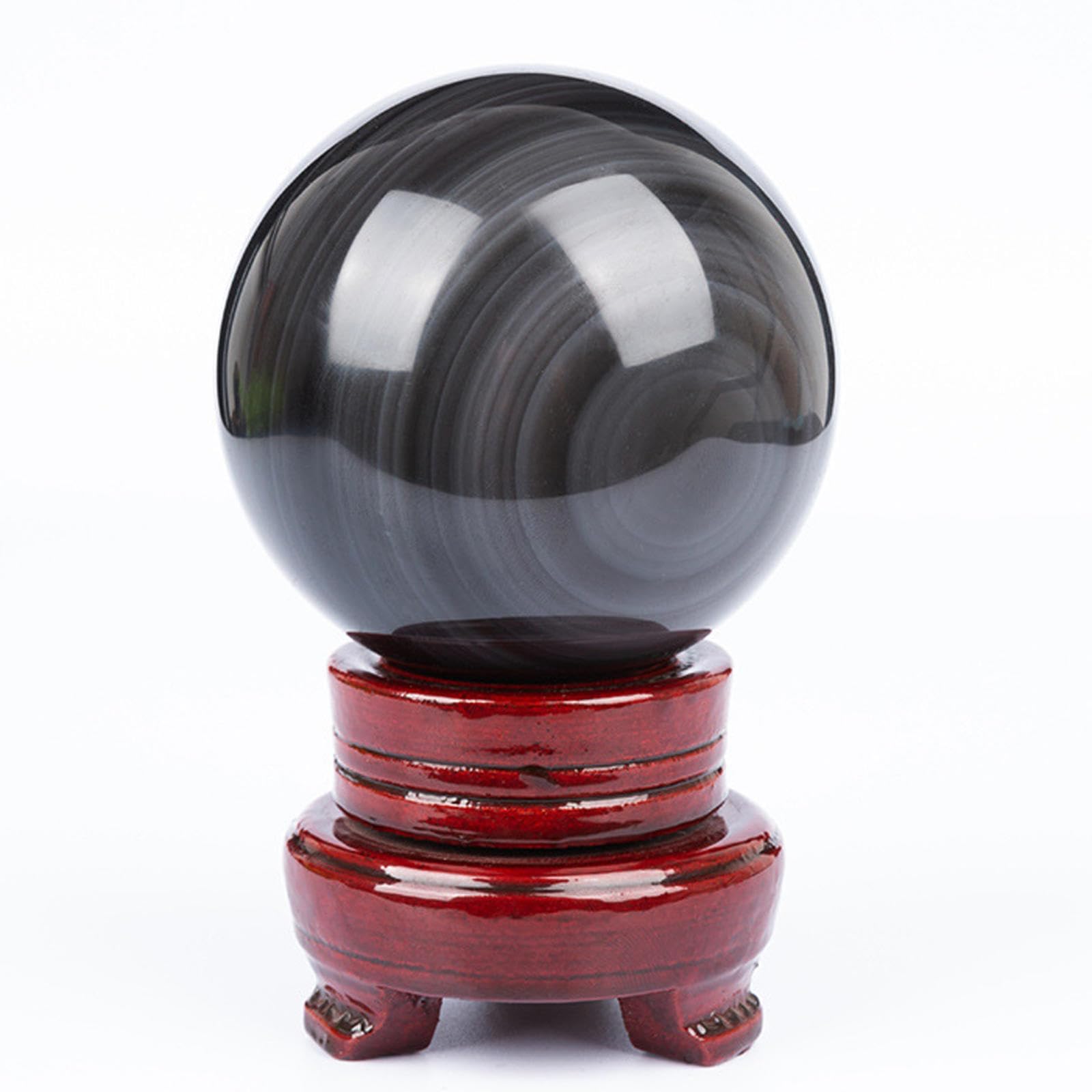 AUOQKQUT Beautiful Silver Obsidian Crystal Ball Crystal Ball Lucky Stone Crystal,obsidian-6cm