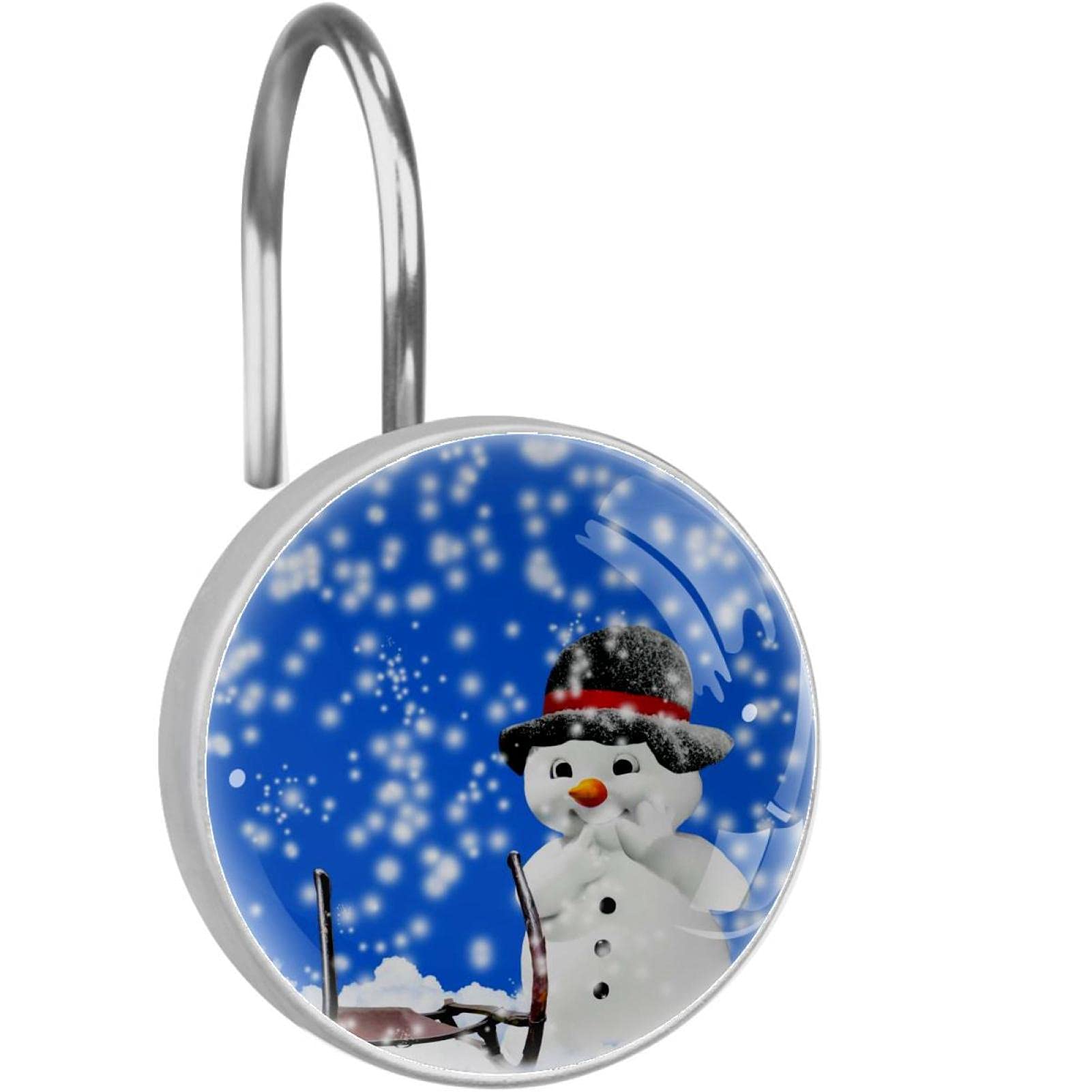 Crochets pour rideau de douche inox lot de 12 anneaux salle de bain bonhomme de neige
