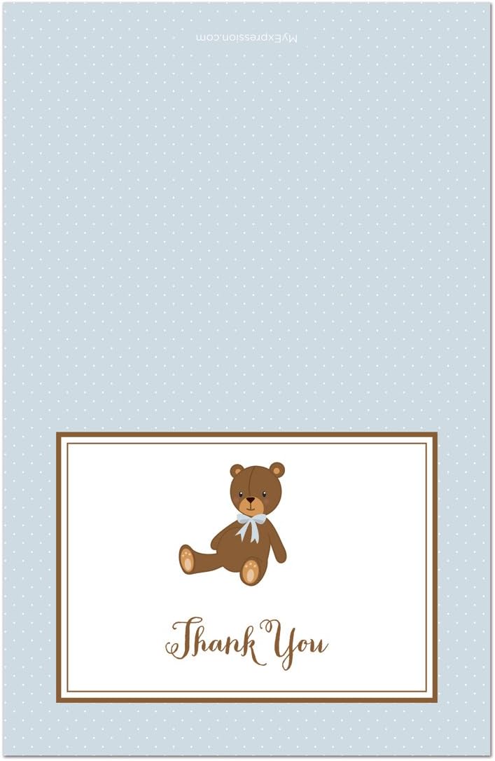 50 Cnt Lovely Teddy Bear Blue Baby Thank You Cards