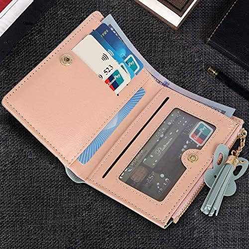 Small Wallets for Women,CHAOFANXI Tassels PU Leather Coins Zipper Pocket Purse for Girls with Rabbit-Shaped Metal Tassels Pendant Purse Blue
