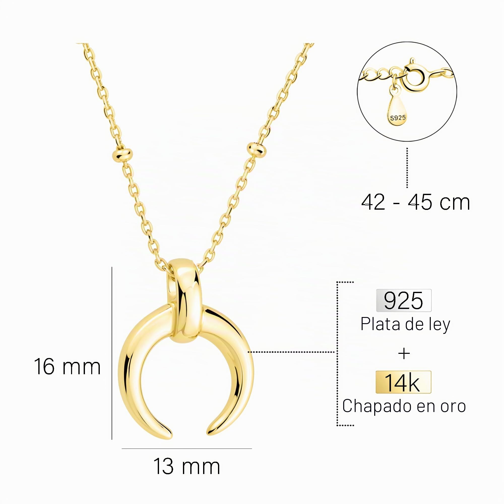Sofia Milani - Collar para Mujeres en Plata de Ley 925 - Colgante de Luna