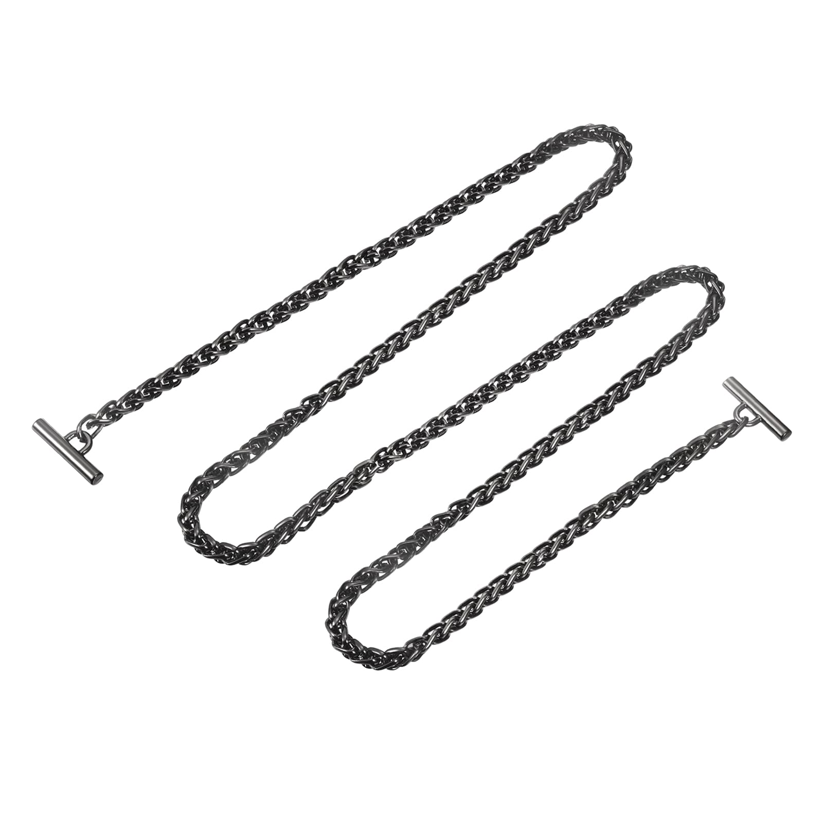 sourcing map Iron Flat Chain Strap, 55" Handbag Chains Accessories Purse Chain Straps with Toggle Clasps for Shoulder Bags Cross Body DIY, Dark Grey