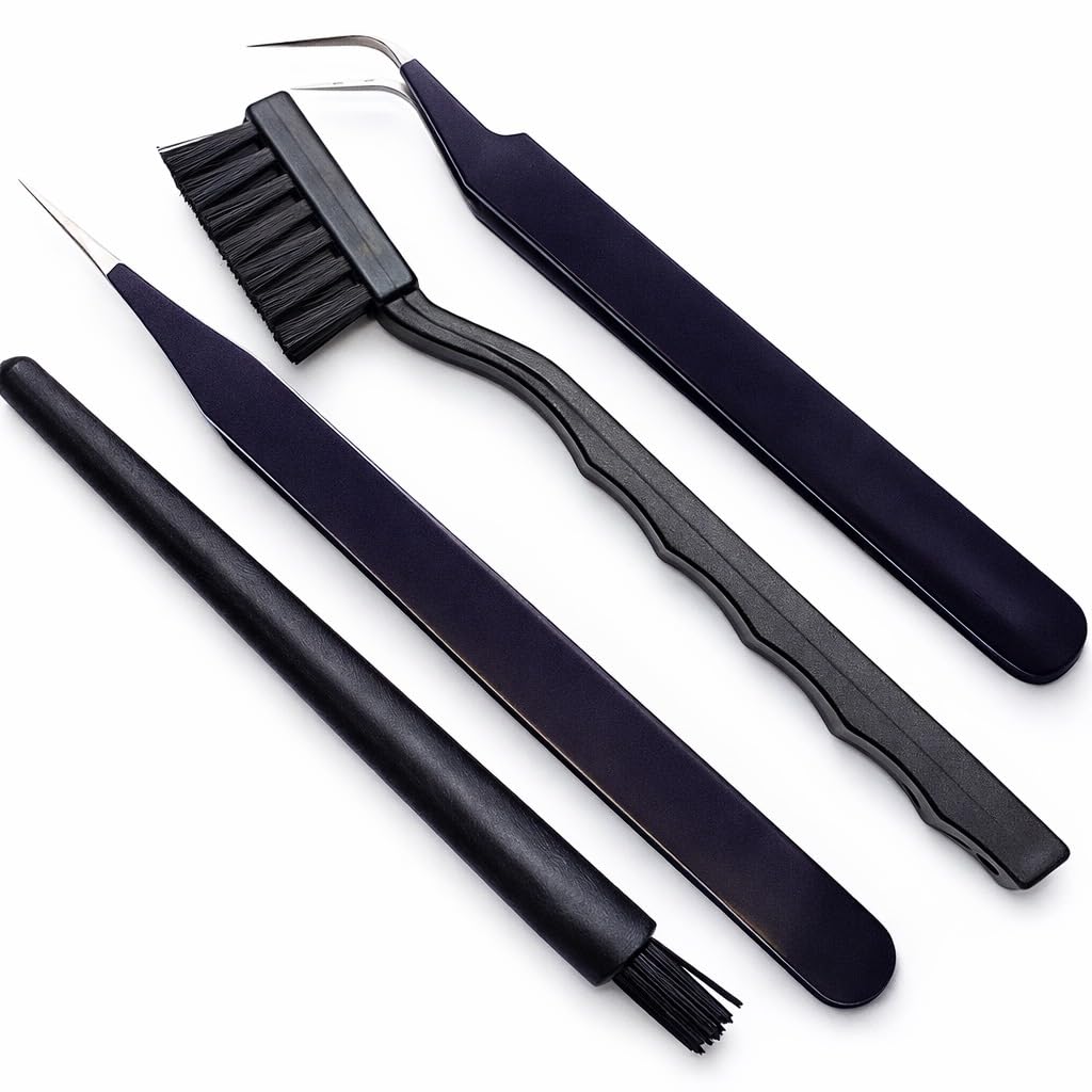 SCHOFIC 4 in 1 ESD Anti Static Tweezers & Brush Set,Made of Stainless Steel-image-35