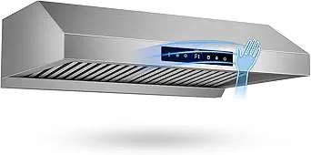 30 Inch Under Cabinet Range Hood 1200CFM, 4-Speed Kitchen Hood with Touch Control & Gesture Sensing Stainless Steel Kitchen Stove Vent Hoods with 2 LED Lights Pro Series