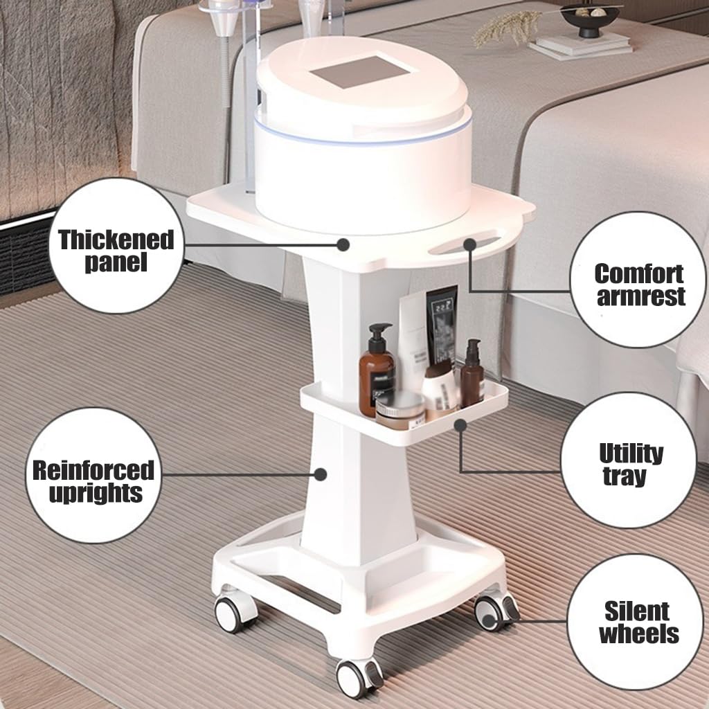 Carrello Mobile per Laptop, Carrello da Laboratorio da Pavimento, Scrivania Portatile Compatta con Ampio Piano di Lavoro, Quattro Ruote Piroettanti, Rotazione A,Grey