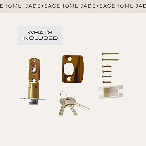 Miniatura 10 de JADE + SAGE Hunter - Manija de puerta interior de privacidad sin llave  Cerradura de puerta dorada cepillada  Manija de puerta dorada moderna de