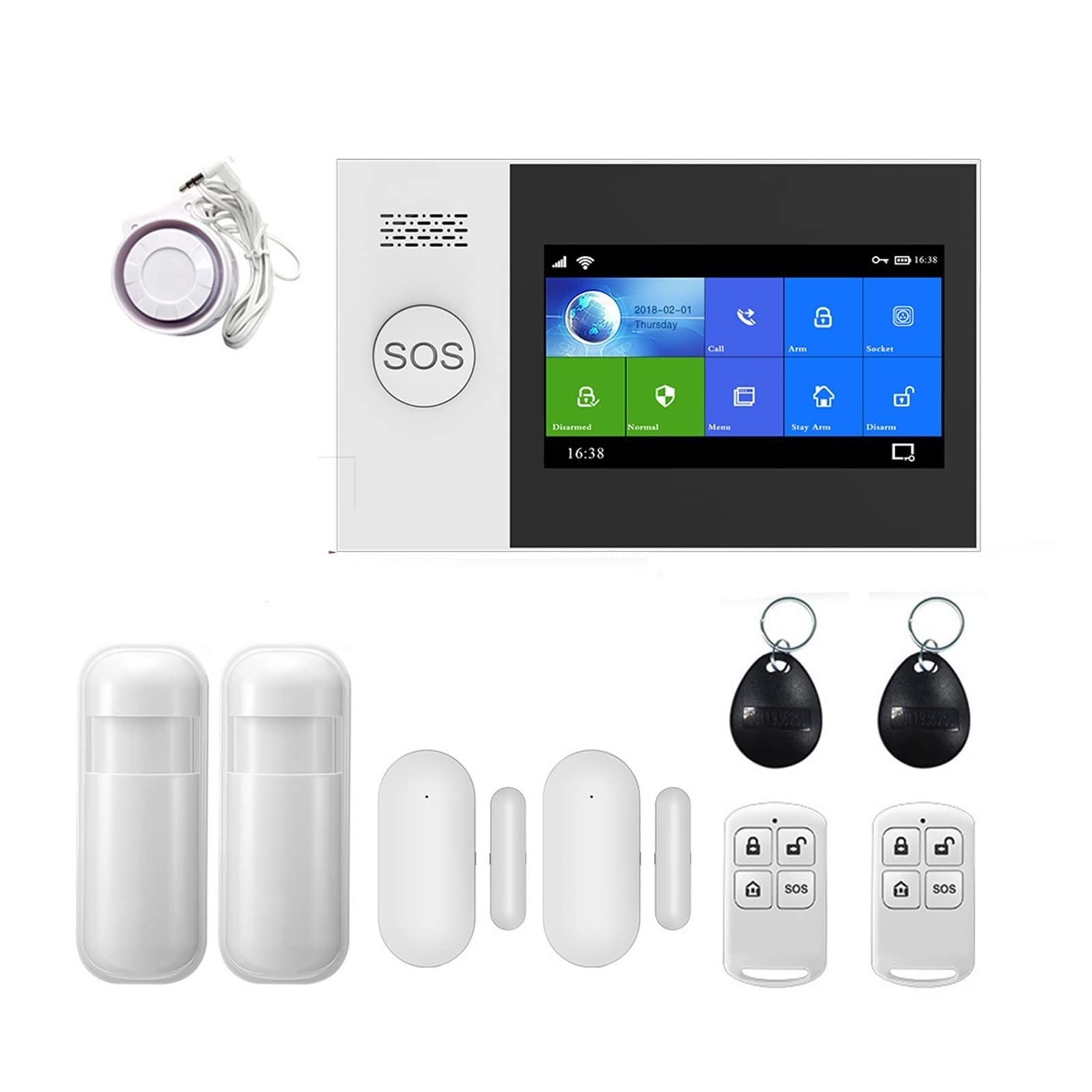 CUDTAPI Wireless GSM Home Security Alarm System Smoke Detector Burglar With Motion Sensor For Tuya SmartLife APP(B)