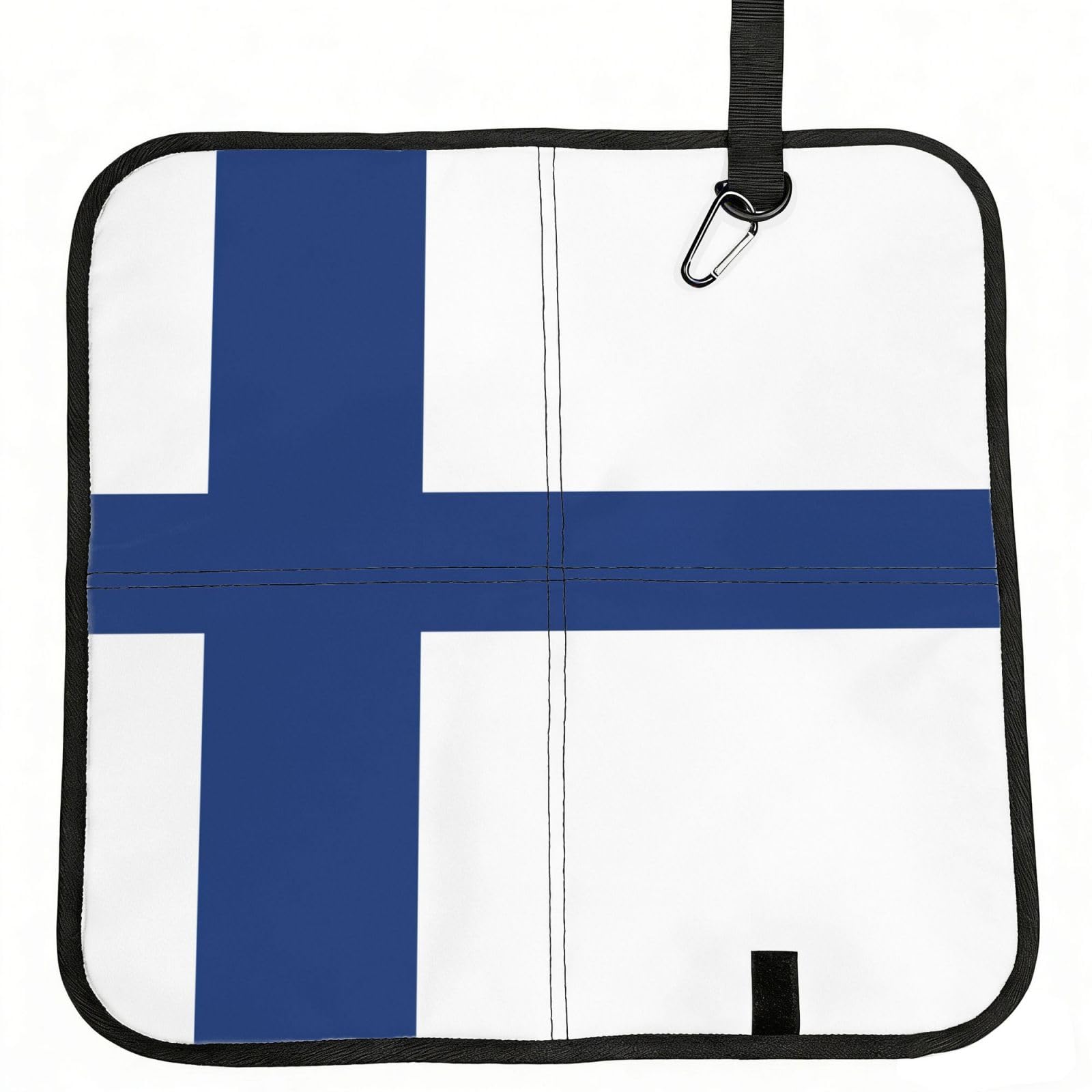 DIEzig Finnish flag Printed Compact Foldable Sitting Pad Oxford Base, Portable Cushion for Fishing Sports Events