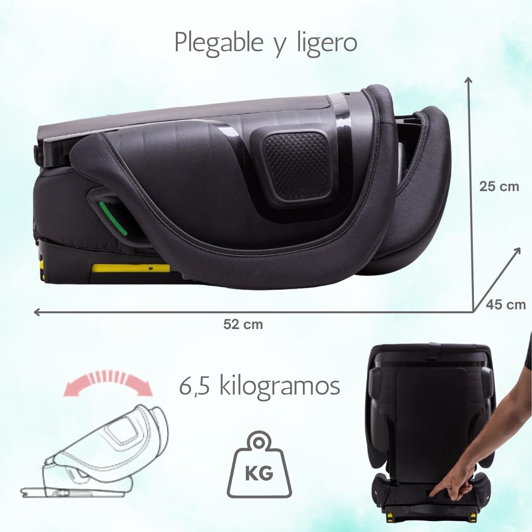 Urban Kanga Wallaroo Grow Silla Coche Plegable ISOFIX 76-150 cm | i-Size R129, Top Tether y arnés integrado de 5 puntos