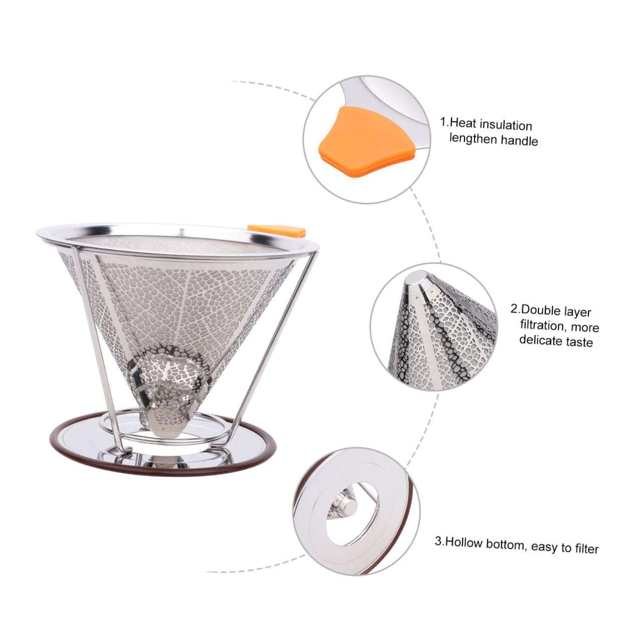Filtro de Café de Acero Inoxidable 304 Doble Capa 125 Ml
