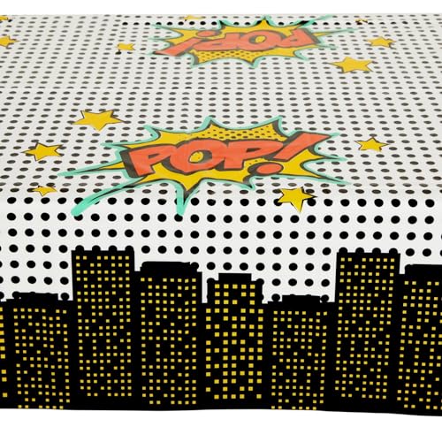 Image of BLUE PANDA 3-Pack (3 Tablecloths) Comic Book Party Decorations Tablecloths | Disposable Plastic Superhero Table Covers | Waterproof Spill Protection Birthday Party Supplies for Boys - 54x108 in