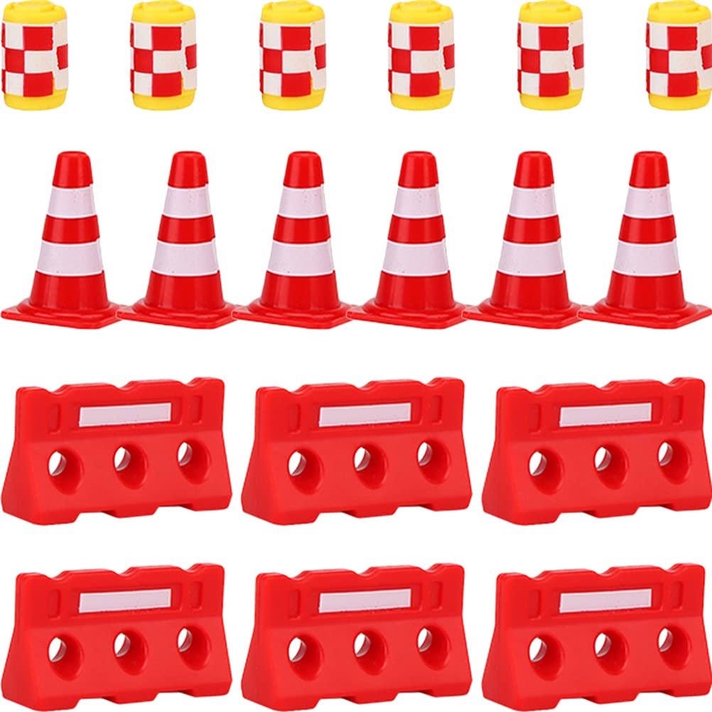 36 Stücke Stangen Verkehrsschilder Kinder Zäune Warnschilder Kinder Mini Pylonen Verkehrszeichen Spielzeug Mini Zaun DIY Straßensperre Spielzeug für Lernspielzeug