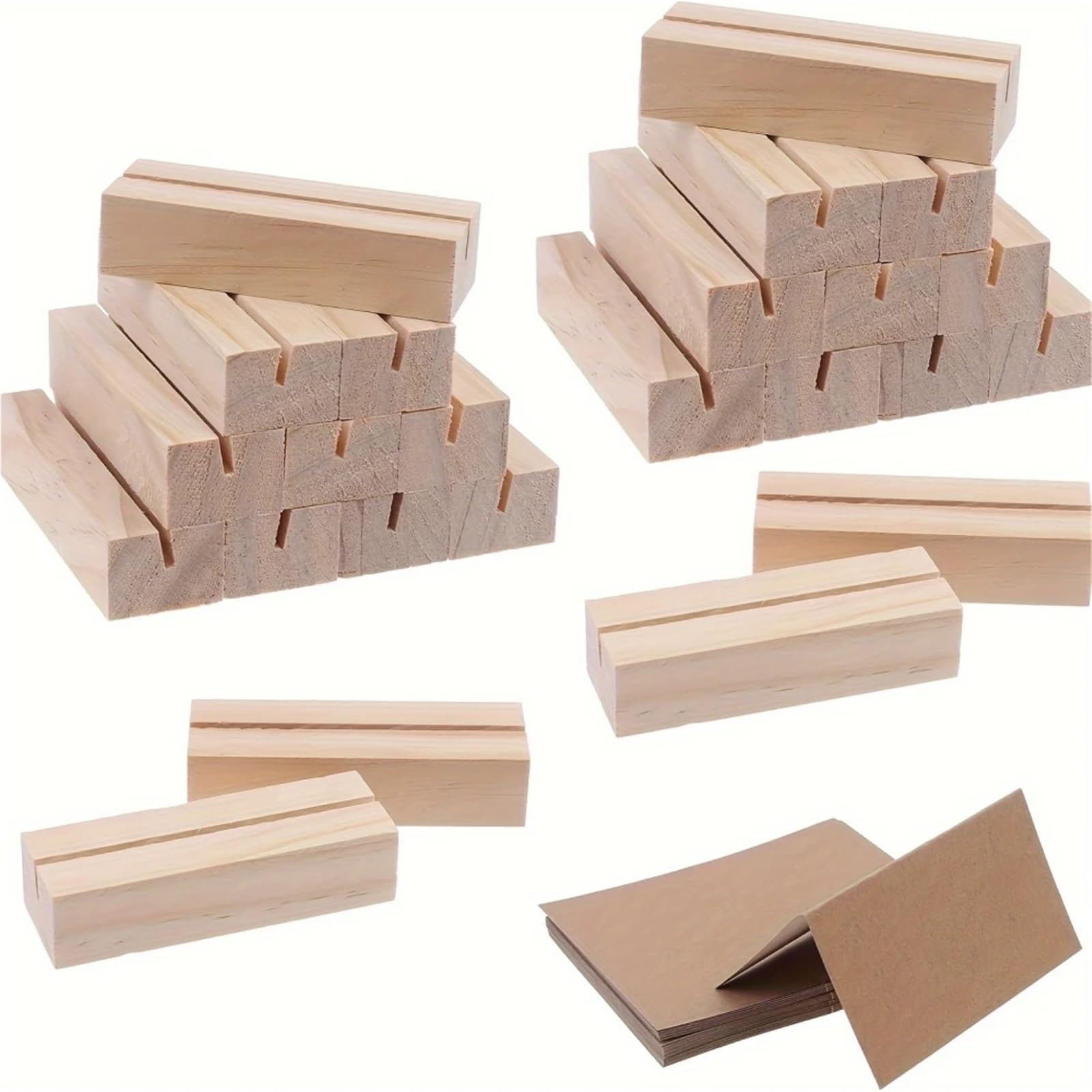 GOXQIT 30pcs Wooden Card Holder Photo Restaurant Menu Placement Table For Party