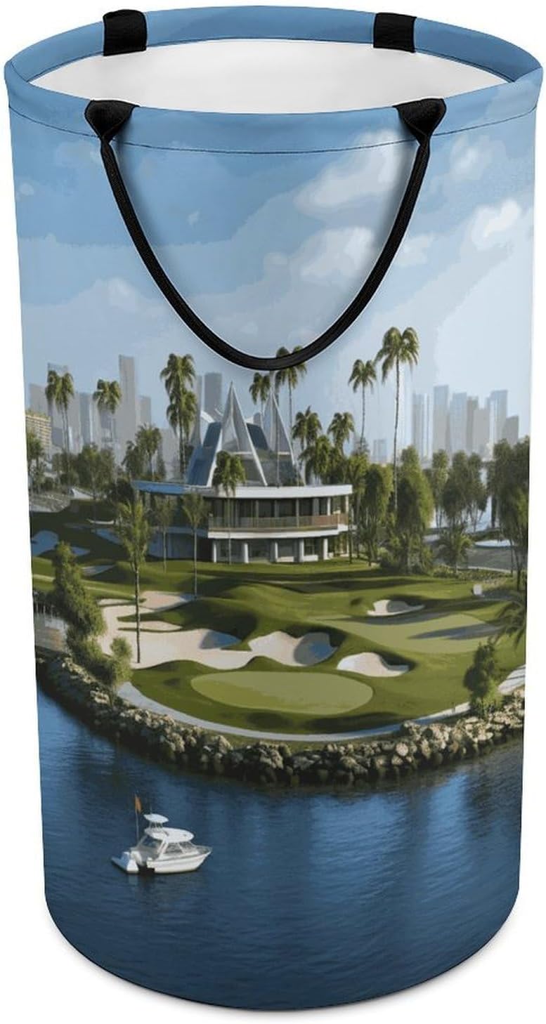 Golf Yacht ClubLarge Capacity Laundry Basket Foldable Handheld Storage Basket Holds Clothes And Toys Essential for Every Home