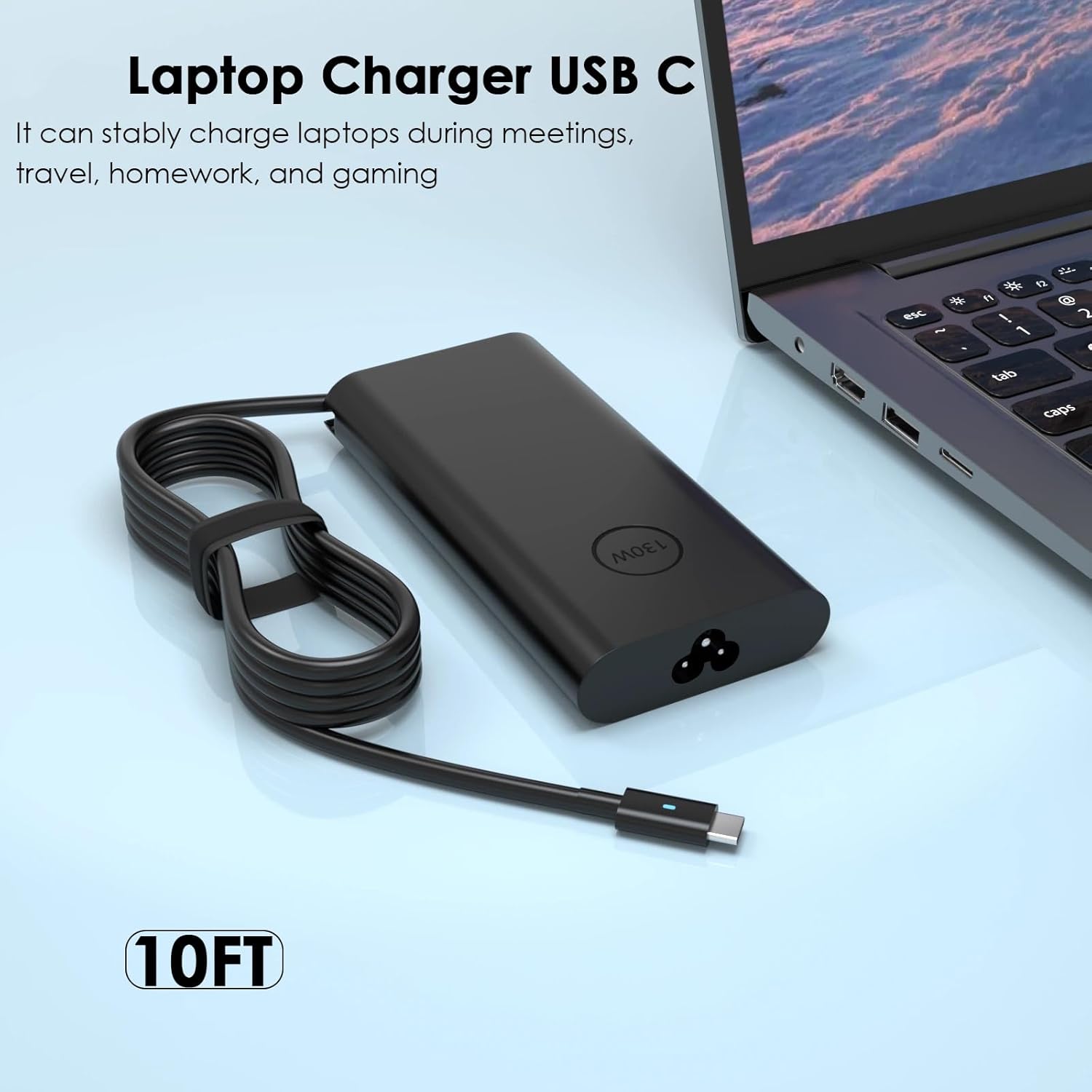 Ruilezyo 130W USB C Laptop Charger Compatible with Dell XPS 15 17 9500 9575 9700 Precision 5550 3560 3550 5530 2-in-1 5750 Latitude 7210 9410 9510 5420 5510 5520 Type C Adapter DA130PM170 HA130PM170 - Image 2