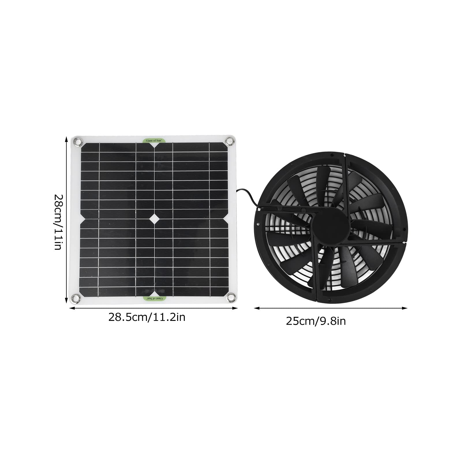 Ventilatore di scarico con energia solare, ventilatore a energia solare, 12W, set di pannelli solari, per la casa, la serra, il raffreddamento del pollaio per animali domestici