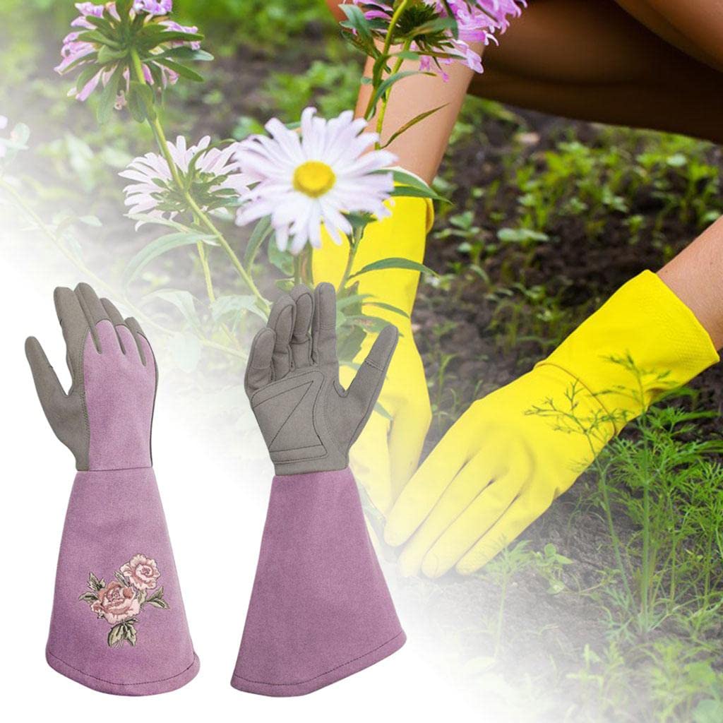 Rękawice robocze Rękawice ogrodnicze, Gardening Resistant Proof Planting Gauntlet Garden Working Rose Pruning For Rose Pruning Thorny Bushes Cacti(Purple,L)