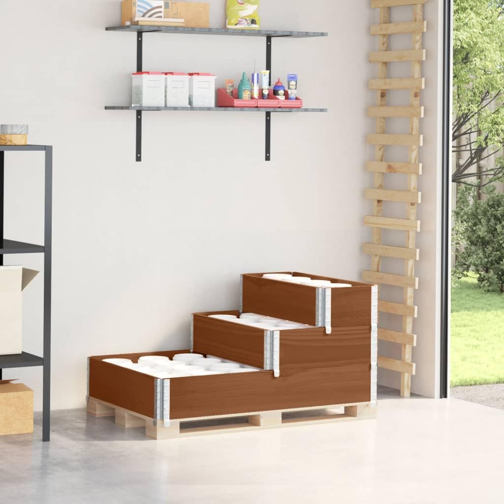3-stufiges Hochbeet Kiefer 120×80×60,5 cm, klappbar, Braun, 20 mm Bohlen, Balkon-Garten