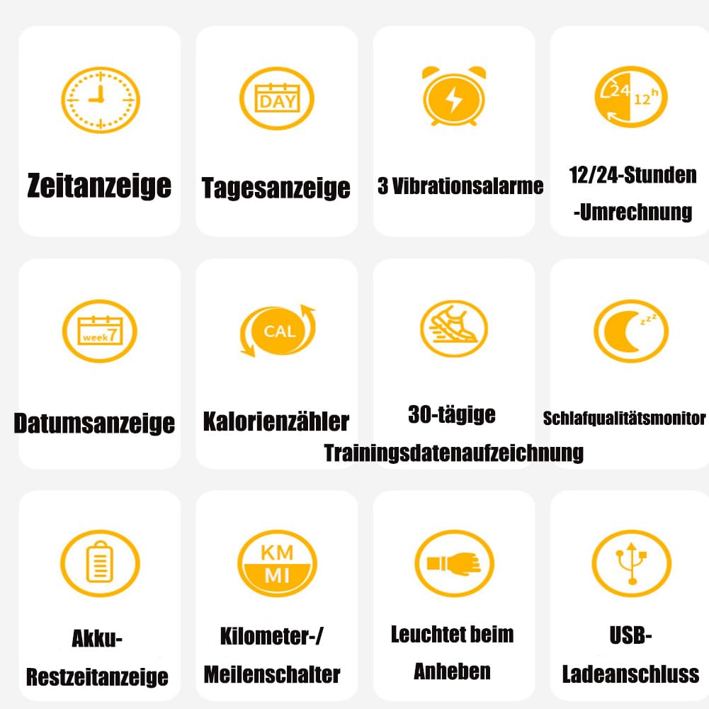 Vibroband Pro Wecker-Lautloses Armband Mit Schlaf Tracker, Multifunktiona Vibrationswecker Armband, Tragbarer Verstellbarem, Wasserdicht, Inklusive Kalorien- Und Schrittzähler (Silbergrau)