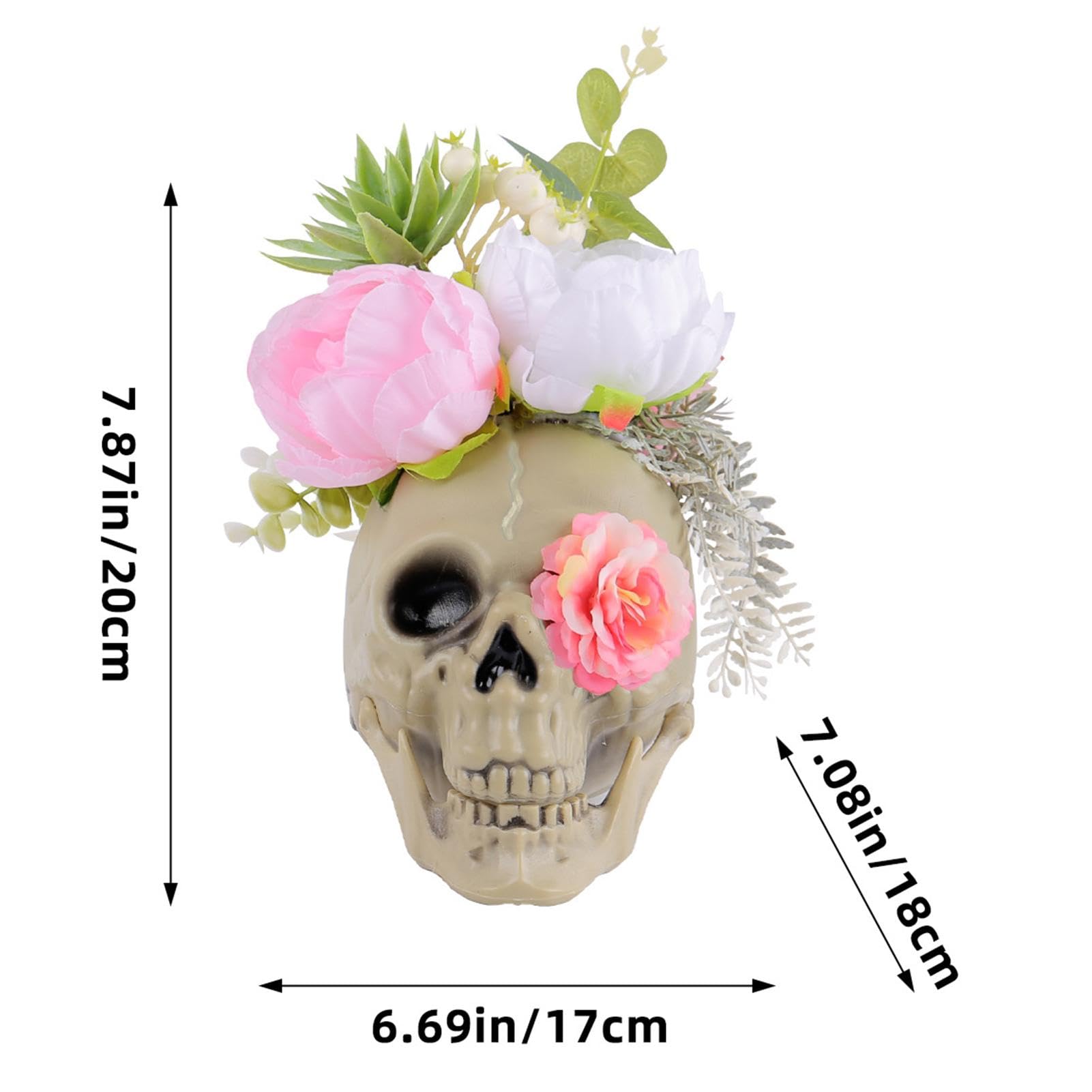 Amazon.co.jp: 頭蓋骨の頭 - 花の頭蓋骨像樹脂彫刻 |創造的な頭蓋骨の