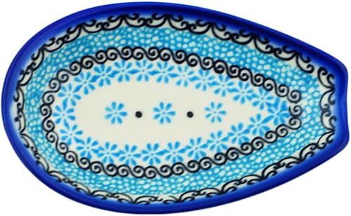 Miniatura 2 de Soporte para cuchara de cerámica polaca de 4½ pulgadas (tema Baby Blues) Signature UNIKAT + Certificado de autenticidad azul, (Baby Blues),Belleza