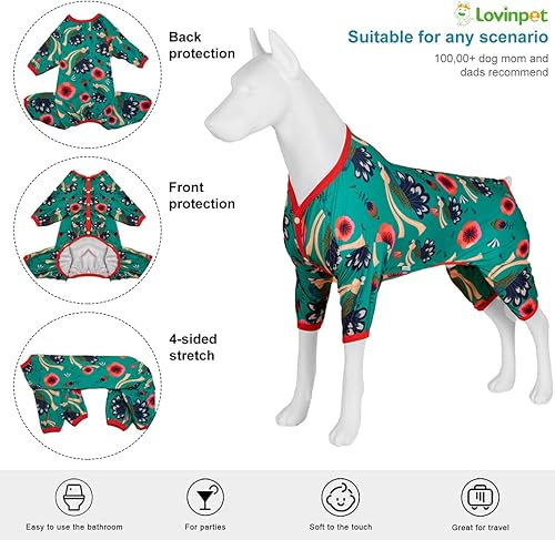 Miniatura 3 de LovinPet Pitbull - Pijama para perro, camisa para aliviar la ansiedad de mascotas, ropa para perro con protección UV, tela ligera y cómoda,