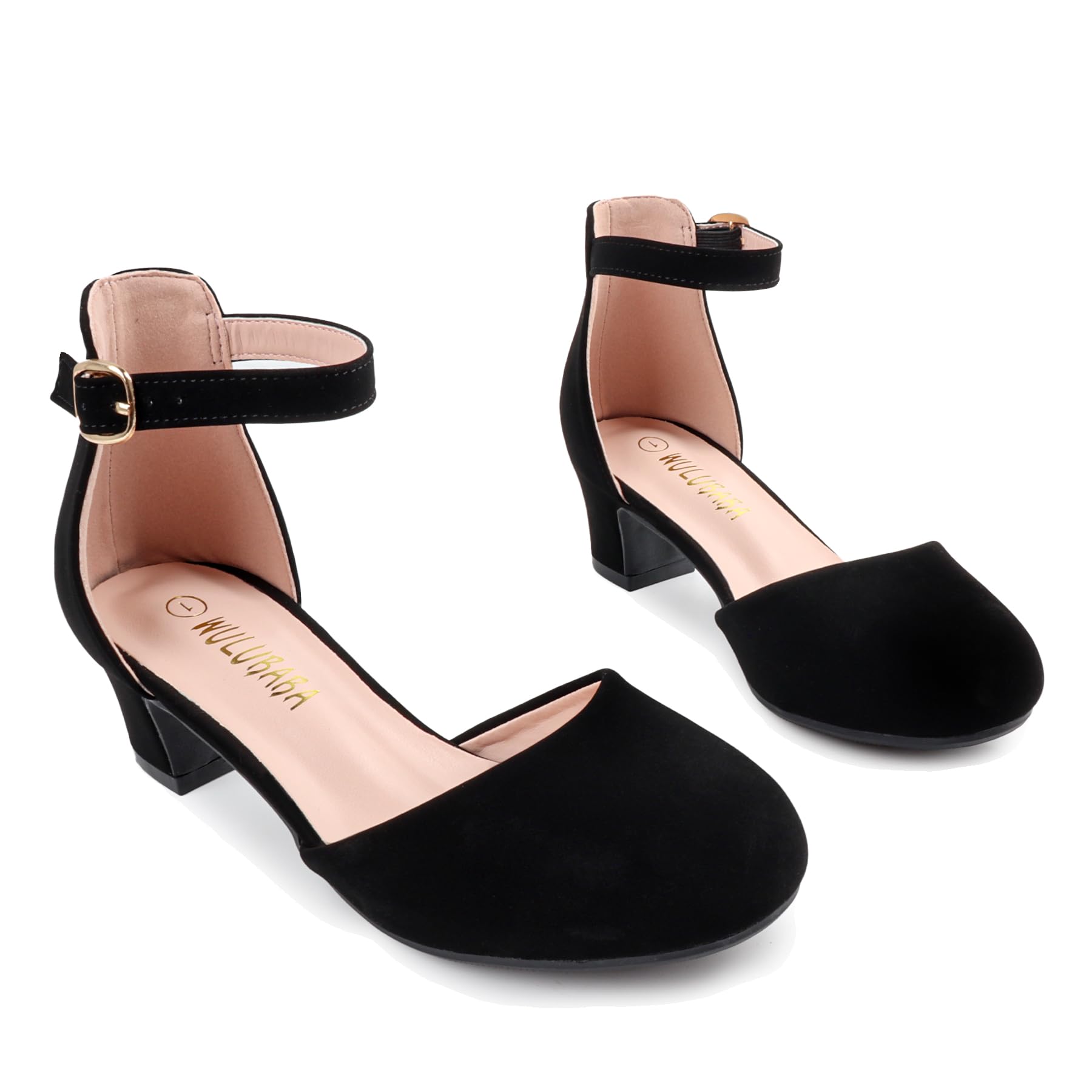 Girls Dress Shoes Closed Toe, High Chunky Kids Heels for Girls, Ankle Strap Wedding Party Pump Flower Girl Shoes - 3