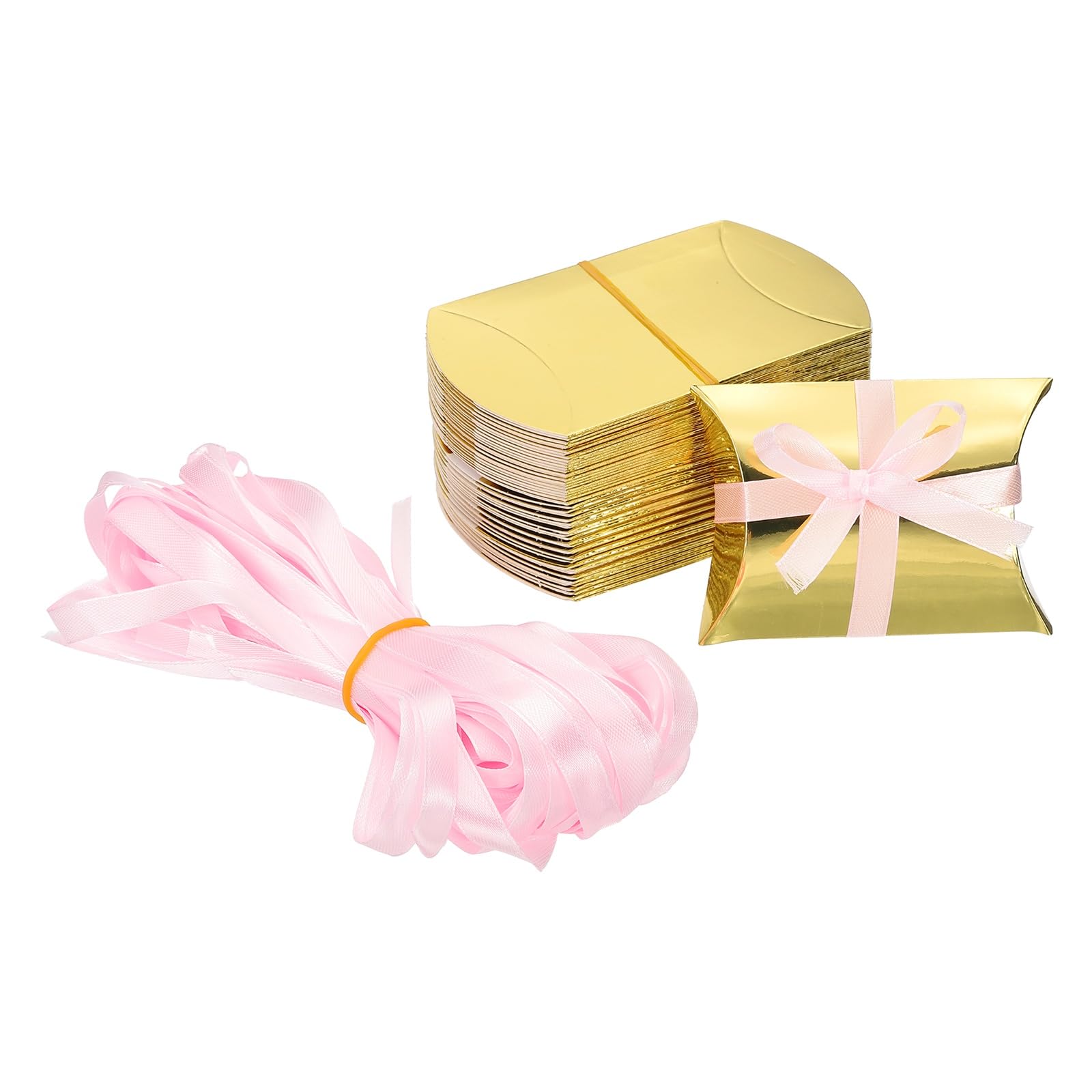 PATIKIL Small Gift Boxes, 50 Pcs 3.5x2.5x1 Inch Pillow Boxes Candy Thank You Treat for Wedding Party Favor Pen Birthday Gift Jewelry Greeting Card, Gold