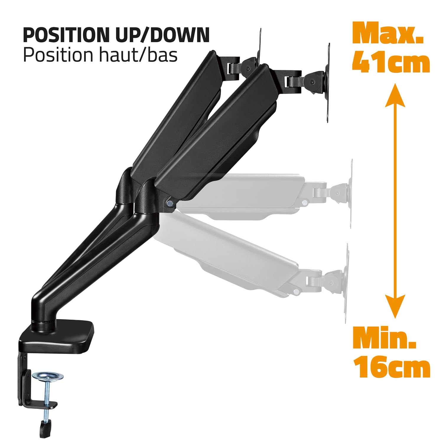 Advance Ergomount Dual Supporto per Monitor PC Standard o Curvo