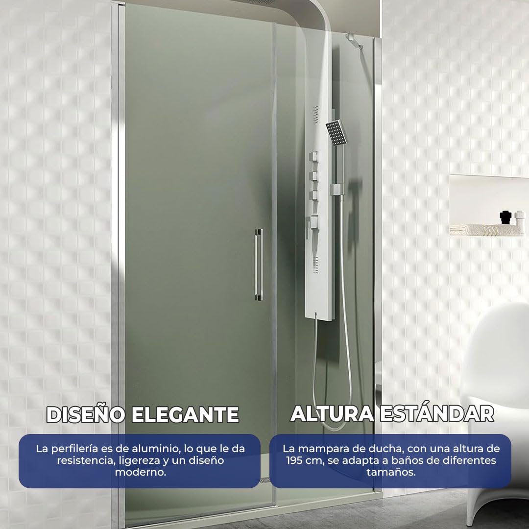 Mampara de ducha, fijos y abatibles combinables OPEN COMBI E | Cristales templados antical de 6 mm | Altura 195 cm | Perfilería aluminio (20+50/68,6-72,6 cm)