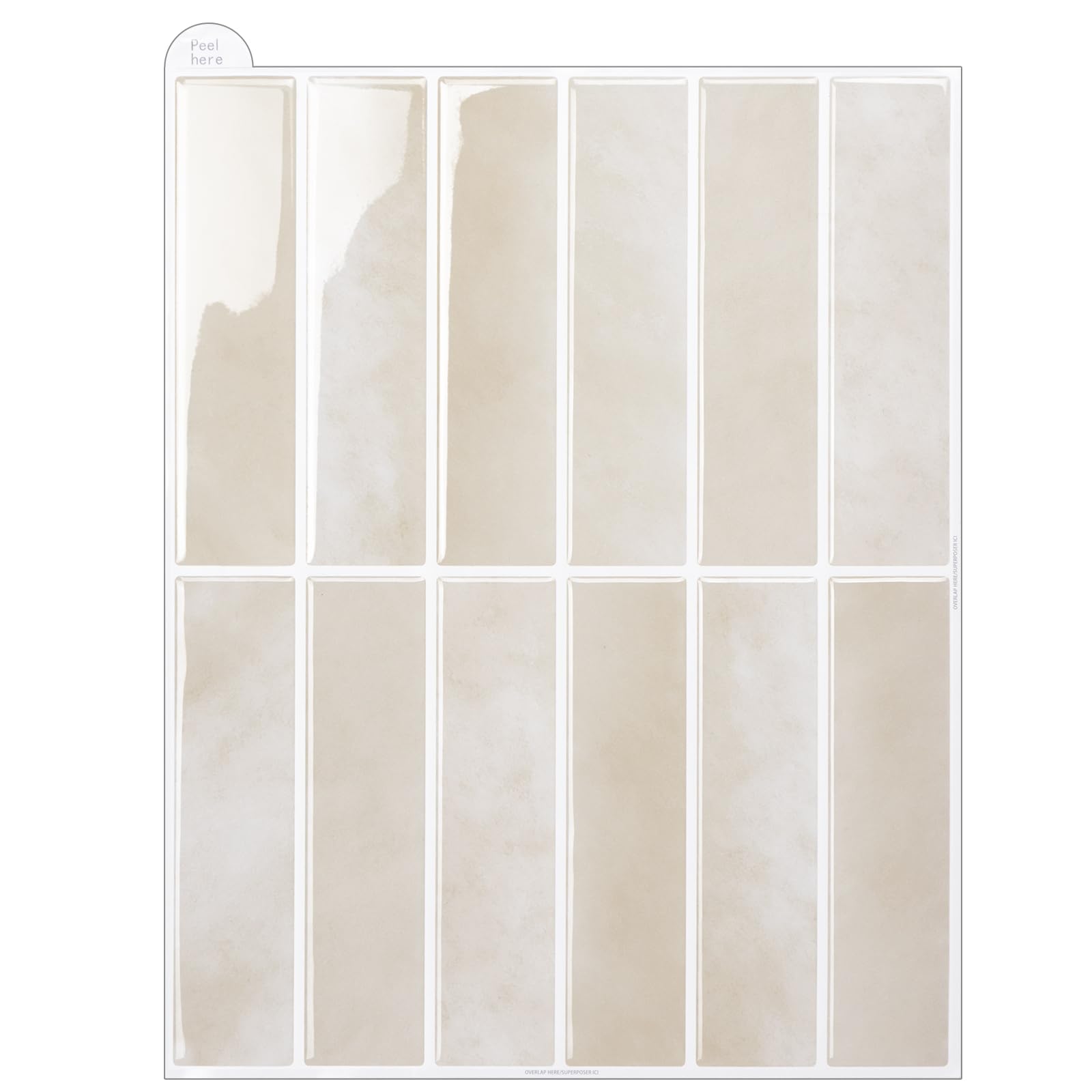 Marble Beige Self Adhesive Wall Tiles, 3D Stick on Tiles Kitchen, Easy Clean Peel and Stick Wall Tile for Home Decor and Renovation, 28x22cm 10sheets