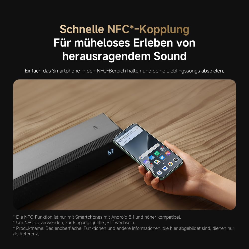 XIAOMI Soundbar Pro 2.1ch, TV-Soundbar 300W Max., kraftvoller Bass mit externem kabellosem Subwoofer, unterstützt Dolby Audio™ & DTS Virtual:X, HDMI ARC/Optisch/Koaxial/Bluetooth, Fernbedienung
