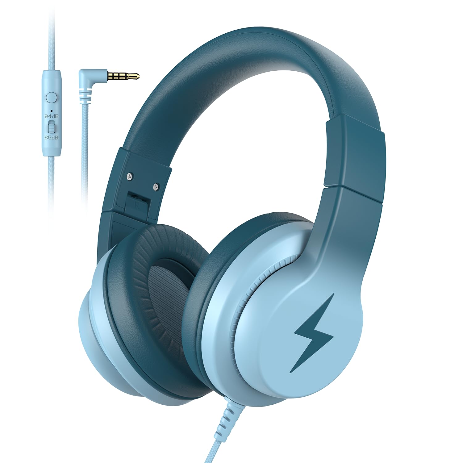 Candy Bila Kids Headphones, Wired Headphones for Kids Over Ear with Microphone, 85/94dB Volume Limiter Headphone for Girls Boys, Foldable Headphone