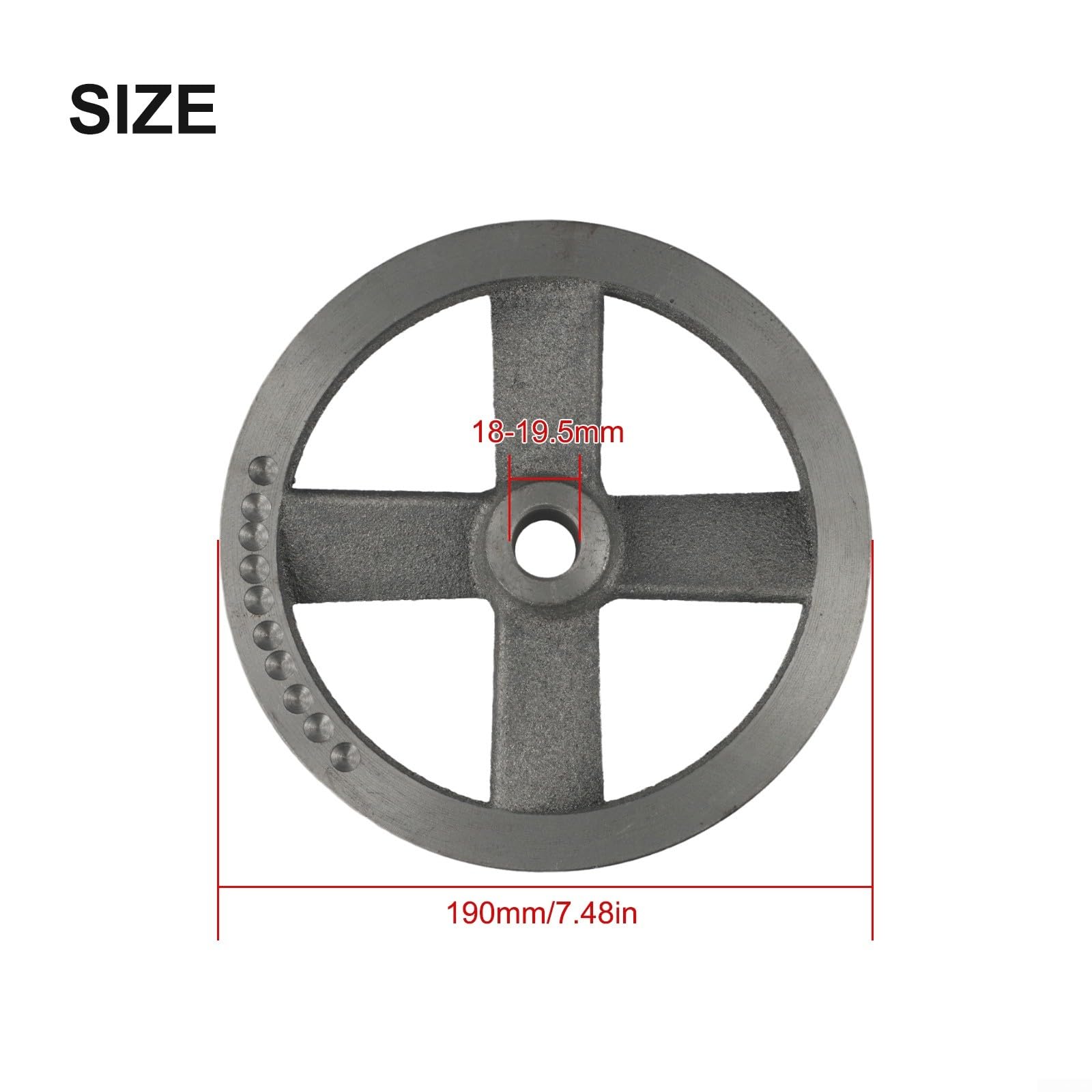 Poulie de roue à rainure unique pour compresseur d'air - Raccord métallique de rechange - 150 mm - 190 mm - Taille 18-19,5 mm - Alésage pour tâches de réparation et d'entretien (B)