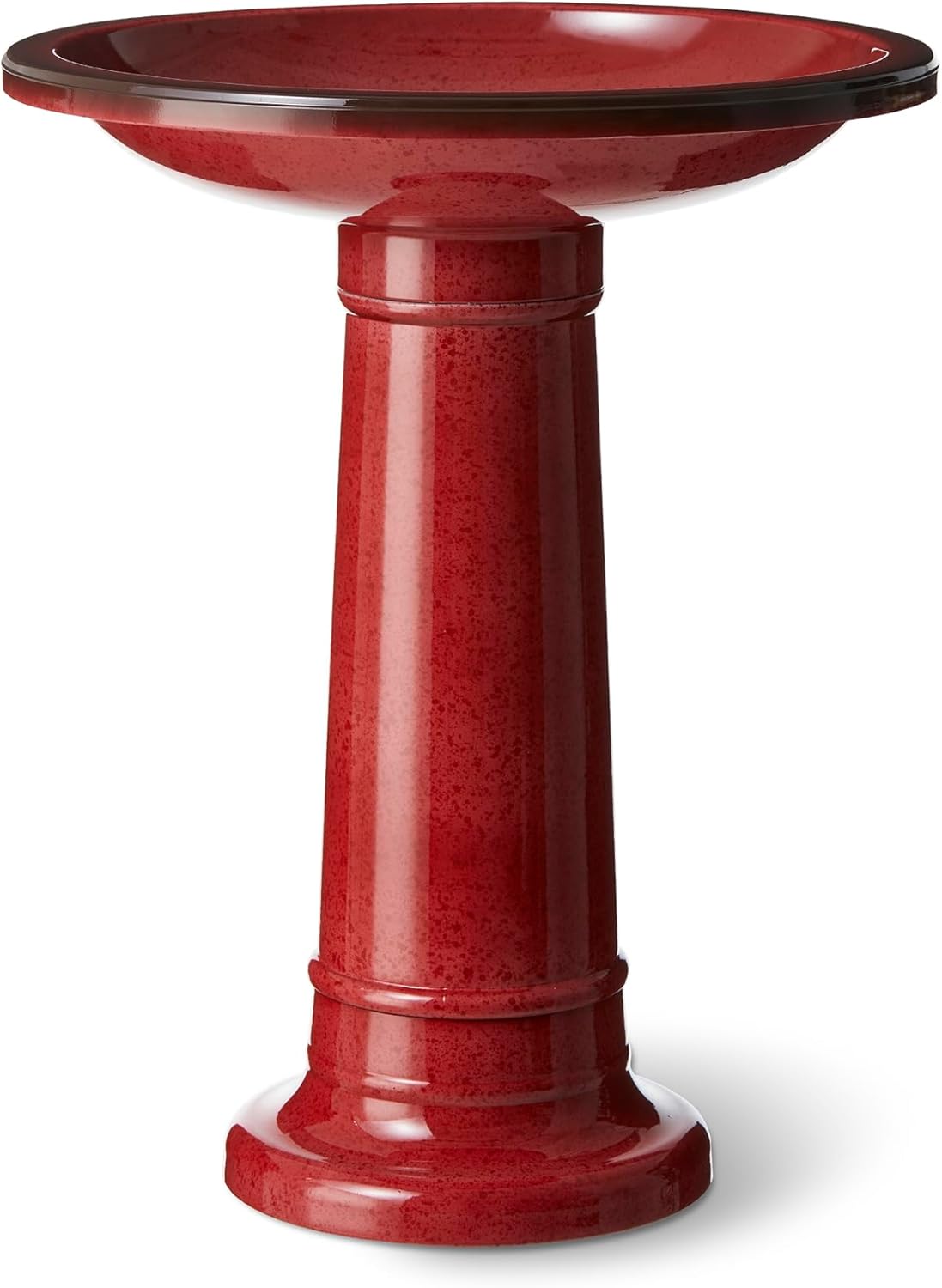 Glitzhome 21.5" H Cobalt Blue Faux Ceramic Tall Pedestal Birdbath for Outdoor Patio Garden Backyard Decking