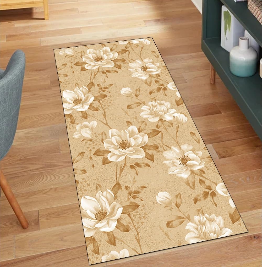 Alfombra de pasillo antideslizante para evitar resbalones, diseño floral de 100 x 120 cm lavable