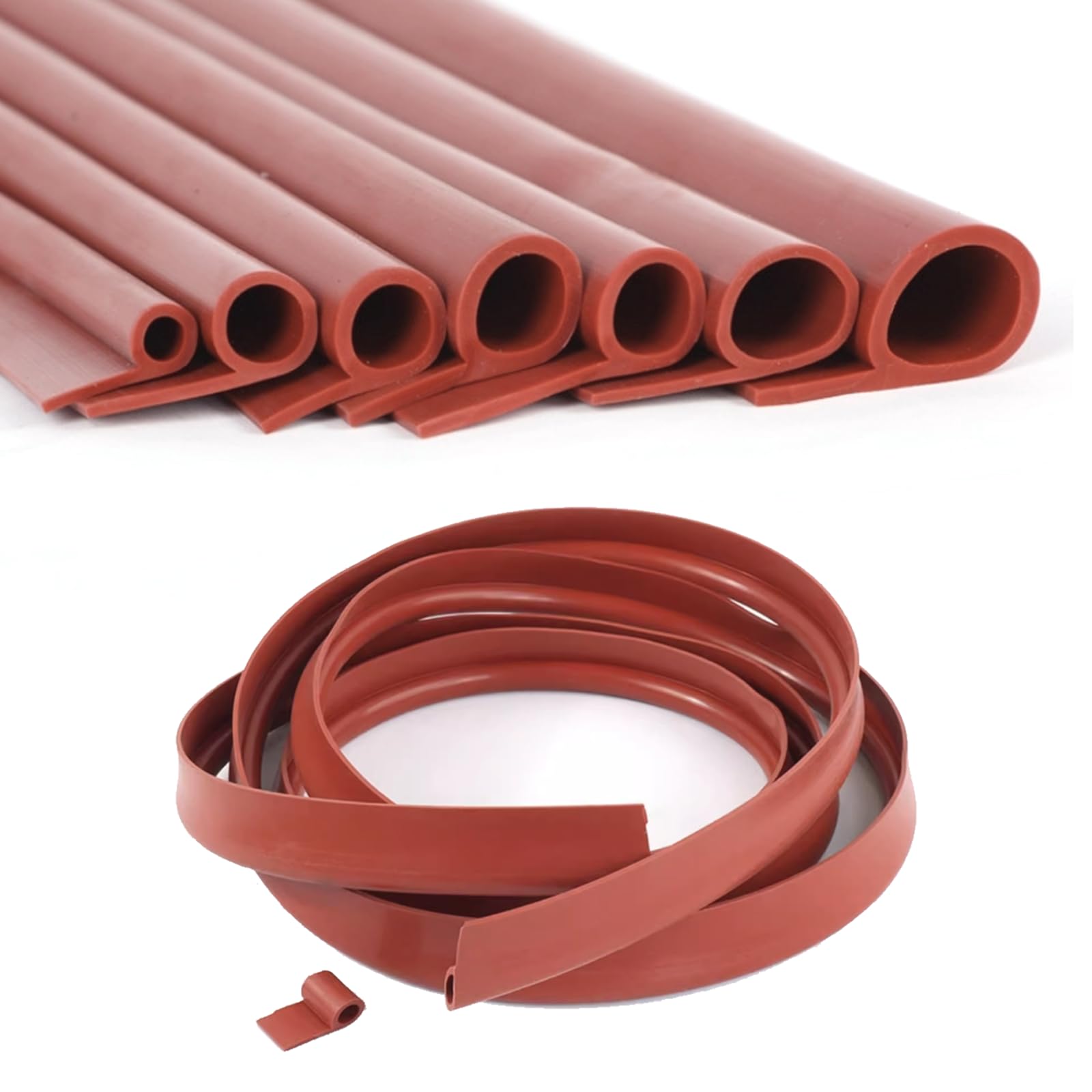 Estresen Silicone Strip P-Shaped Sealing Rubber Strip Window Seal Strip Door Weather Stripping ID 6mm x OD 10mm x W 24mm - 2m