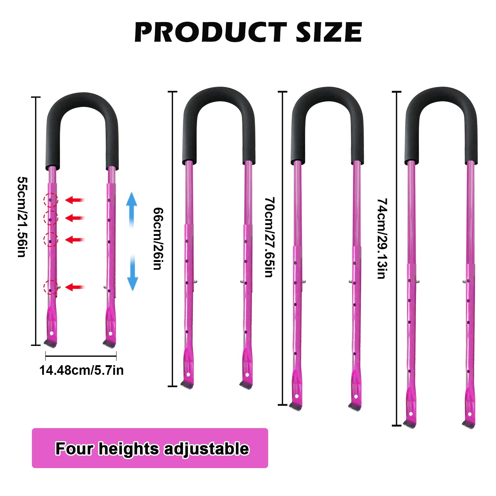 PORFOYO Barre de Poussée pour Vélo Enfant, Poignée d'Apprentissage, Accessoire Cyclisme Sécurité (Rose)