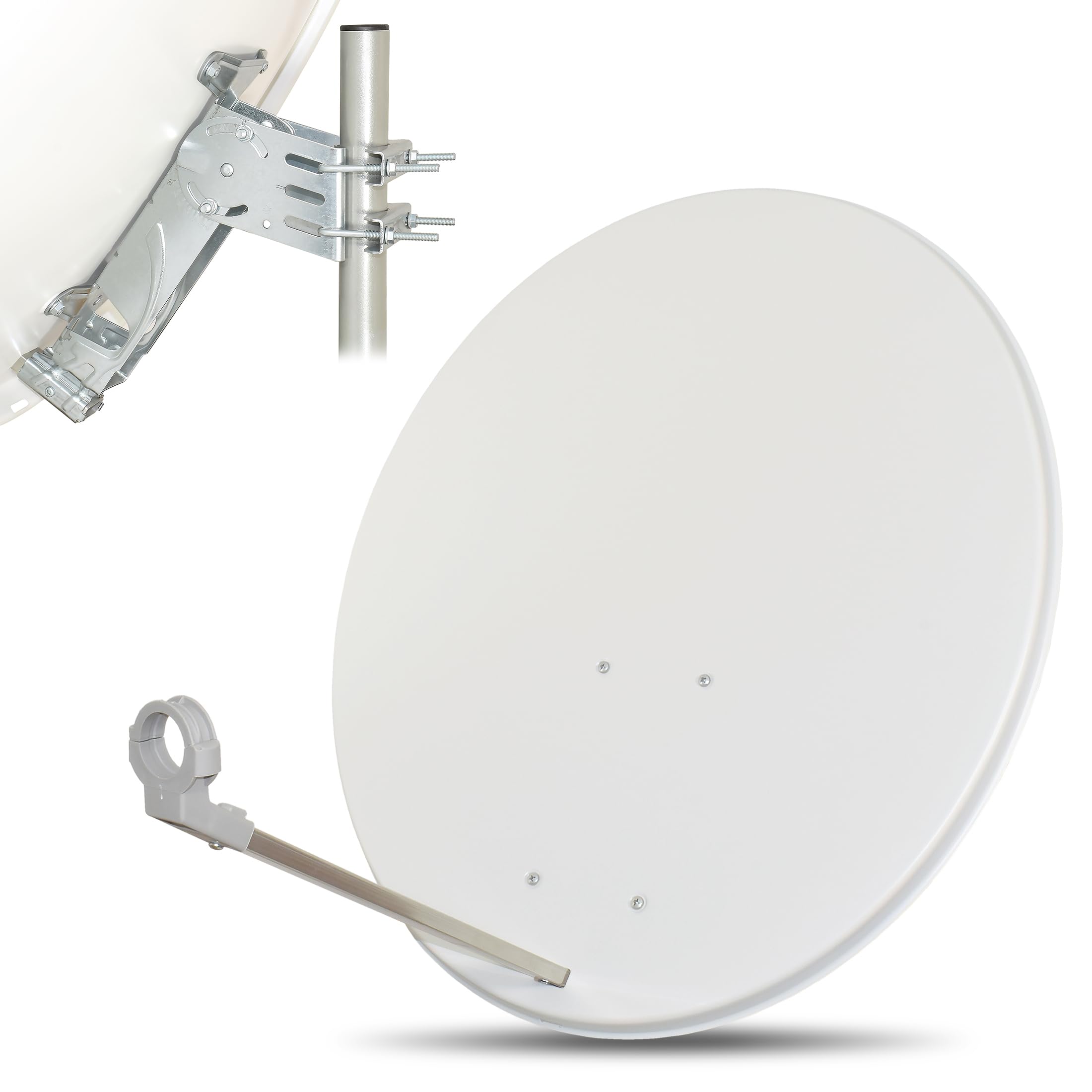 Satellitenschüssel 80cm HDTV 4K UHD Antenne Anlage hellgrau