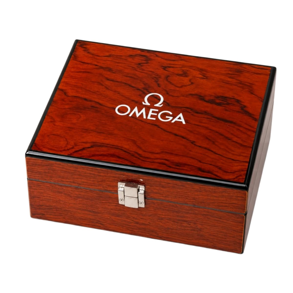 Custodia Orologio da Polso Singolo Marrone Scatola Contenitore Orologi in Legno Cuoio Cuscino Chiusura Metallica Supporto Espositivo per OMEGA Seamaster