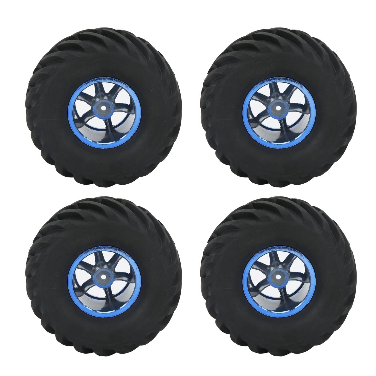 4Pcs RC Car Rubber Tires, 135mm/5.3in Diameter 70mm/2.8in Width 12mm/0.5in Hex Driver 1/10 Scale Remote Control Truck Wheels and Tires 1/10 Scale RC Vehicle Tire for Remote Control Car