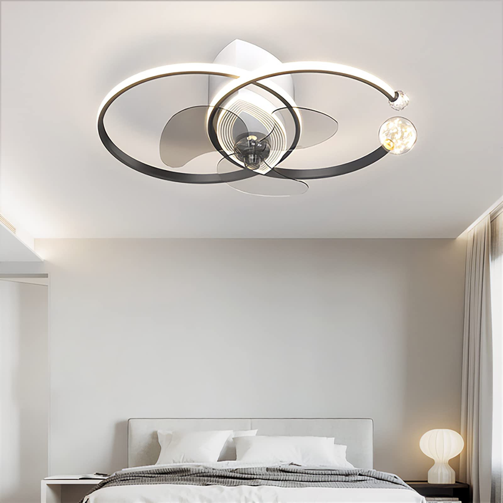 Ventilateur de plafond DC avec lampe LED et télécommande pour salon - 8
