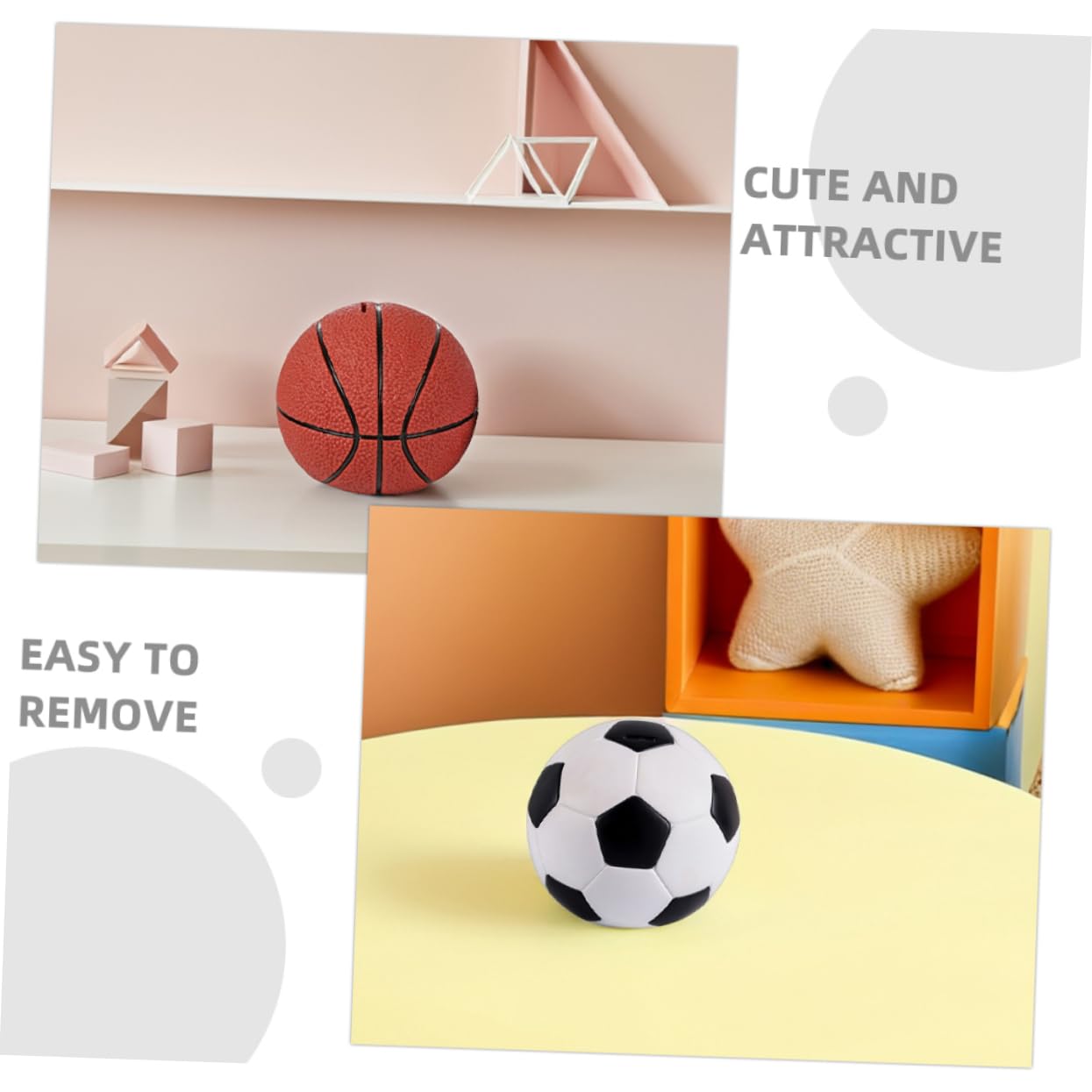 Salvadanaio a Forma di Football 2 Pezzi in Vinile per Bambini
